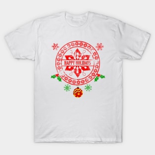 Santa Retro Holidays Christmas Stamps Funny Xmas Matching T-Shirt